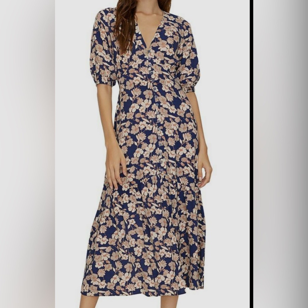 Sanctuary Revolve floral  Long Sleeve BOHO Dress mermaid button down‎ tie femme